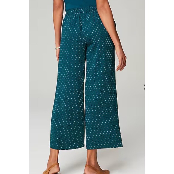NWT J Jill Wearever Women's Sz XLp Dark Teal/Swiss‎ Dot Wide Leg Cropped Pants - Picture 2 of 10